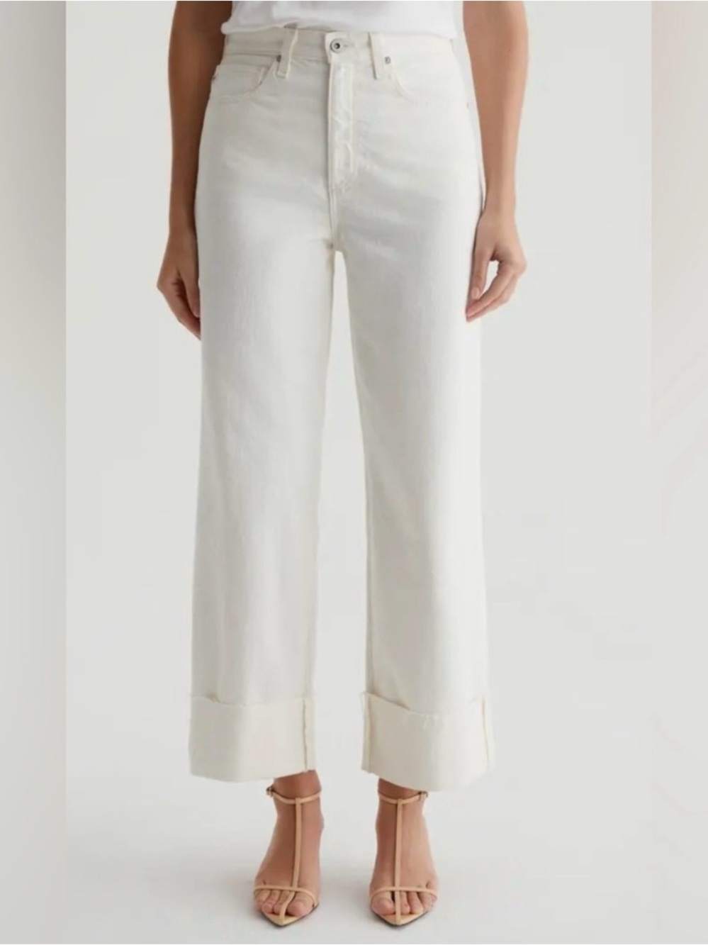 AG Kora High Waist Ankle Wide Leg Jeans (Powder)
